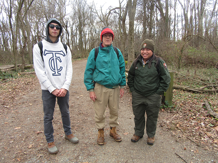 Austen Ballard Jim Gearing the FODM leader and Mireya Stirzaker invasive plant specialist with the GWM Parkway